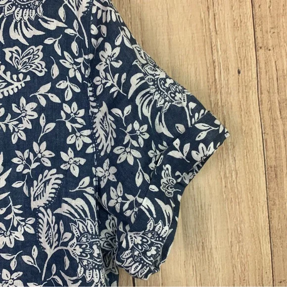 Sigrid Olsen Blue and White‎ Casual Button Down 100% Linen Shirt - Picture 4 of 7